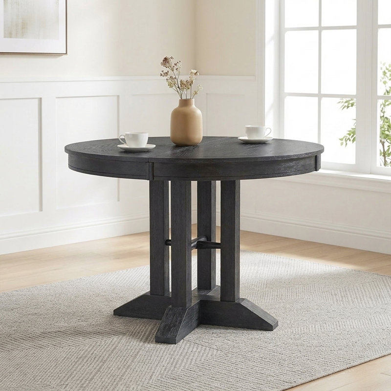 Table de salle à manger extensible Farmhouse, Noir