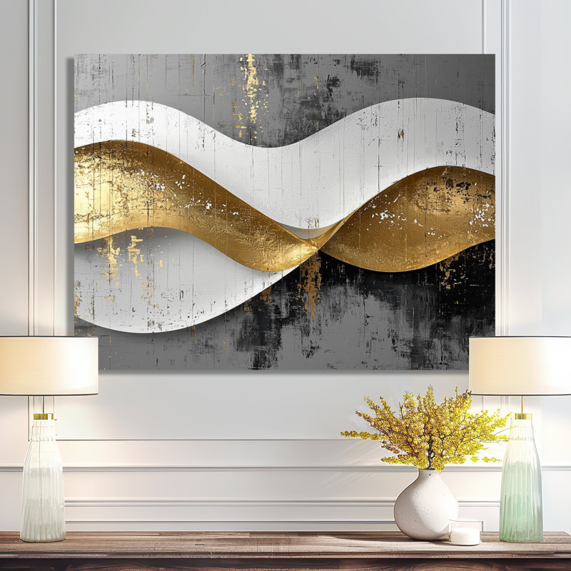 Tanya III - art mural moderne vagues en métal, H 12 po x l 20 po