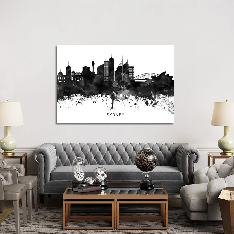 Sydney Skyline Black and White 1 Piece Wrapped Canvas Wall Art, 152.5 cm H x 101.5 cm W