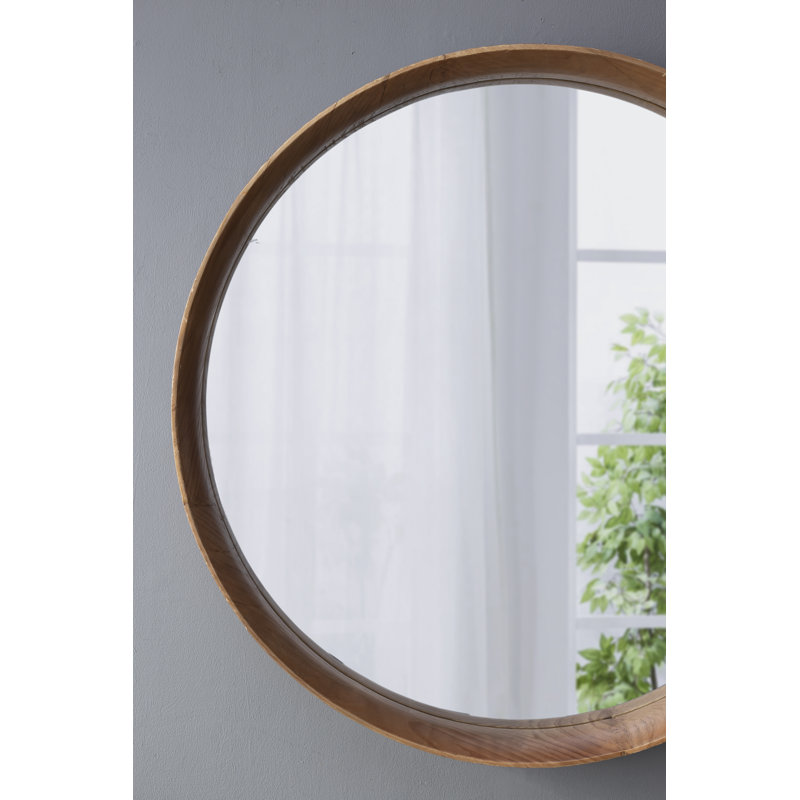 31,5 "miroir rond en bois de pin, miroir mural pour la salle de bain