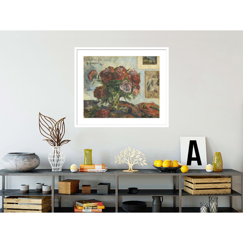 Nature morte avec pivoines par Paul Gauguin - Estampe numérique encadrée, H 33,5 po x l 39,52 po