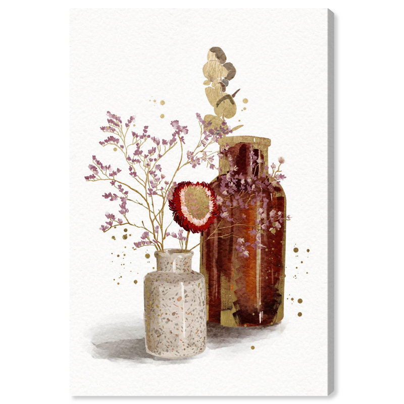 Farmhouse Floral 16" x 24" Canvas Wall Art with Wood Frame