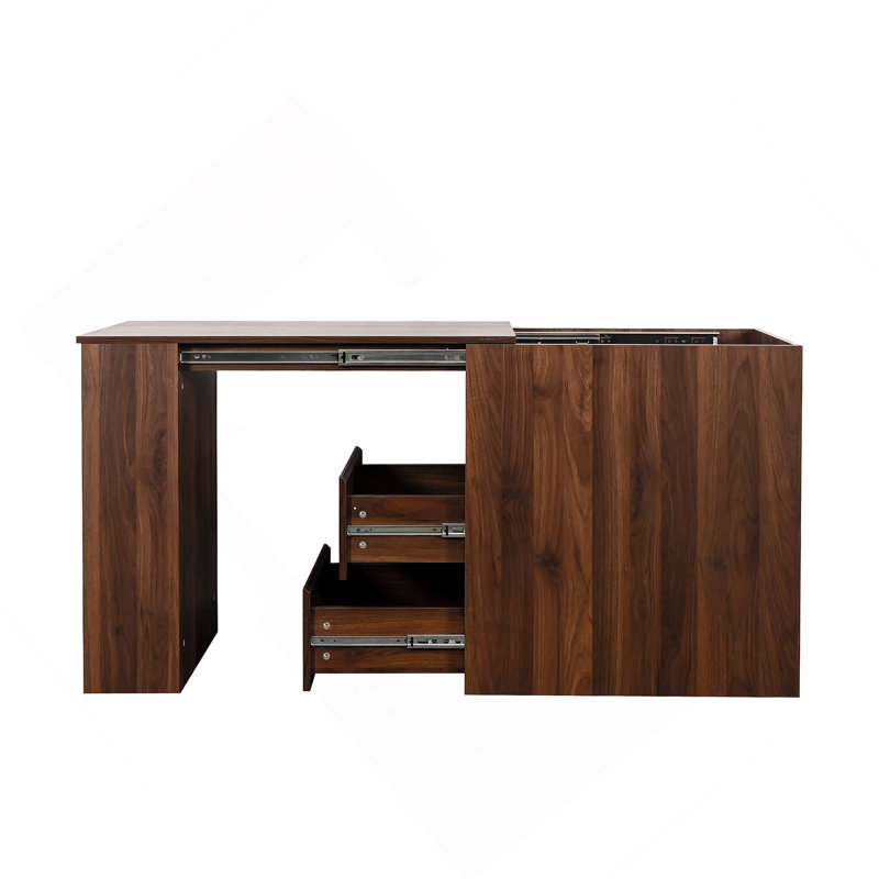 Bureau d'ordinateur avec tiroirs, rangement de coin de bureau à domicile moderne avec table extensible, bureau d'écriture bureau pour la maison, bureau
