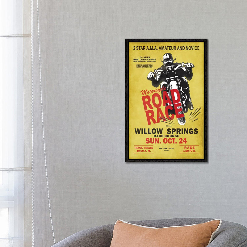 Willow Springs Road Race by Mark Rogan - Floater Frame Gallery-Wrapped Canvas Giclée on Canvas, Black