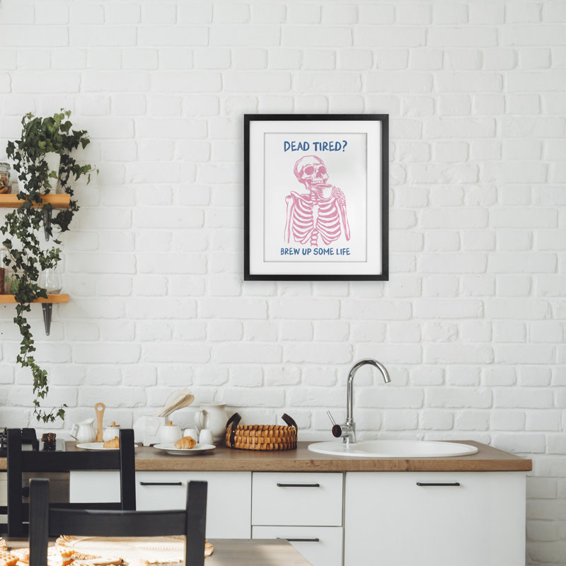 «Brew Up Life», impression encadrée sous verre squelette, conception par JJ Design House LLC, Cadre noir minuit