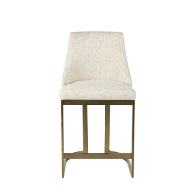 Tabouret de comptoir rembourré de 26 po de hauteur - base en métal avec ustensiles de cuisine modernes, accoudoirs courbés et dossier arrondi, rembourrage en mousse de haute densité, plancher réglable, finition or antique