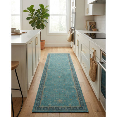 Boho 2x6 Washable Non-Slip Runner Rug with Stain Resistant Pet Friendly Low Pile