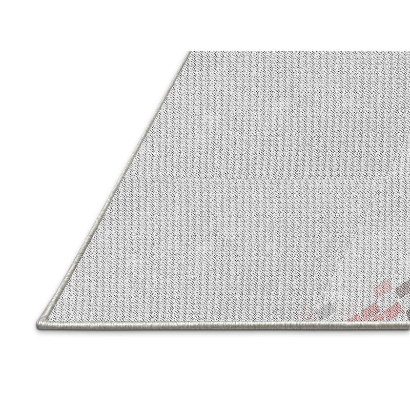 Tapis gris/zone rose à motifs, Rectangle 2 pi x 5 pi