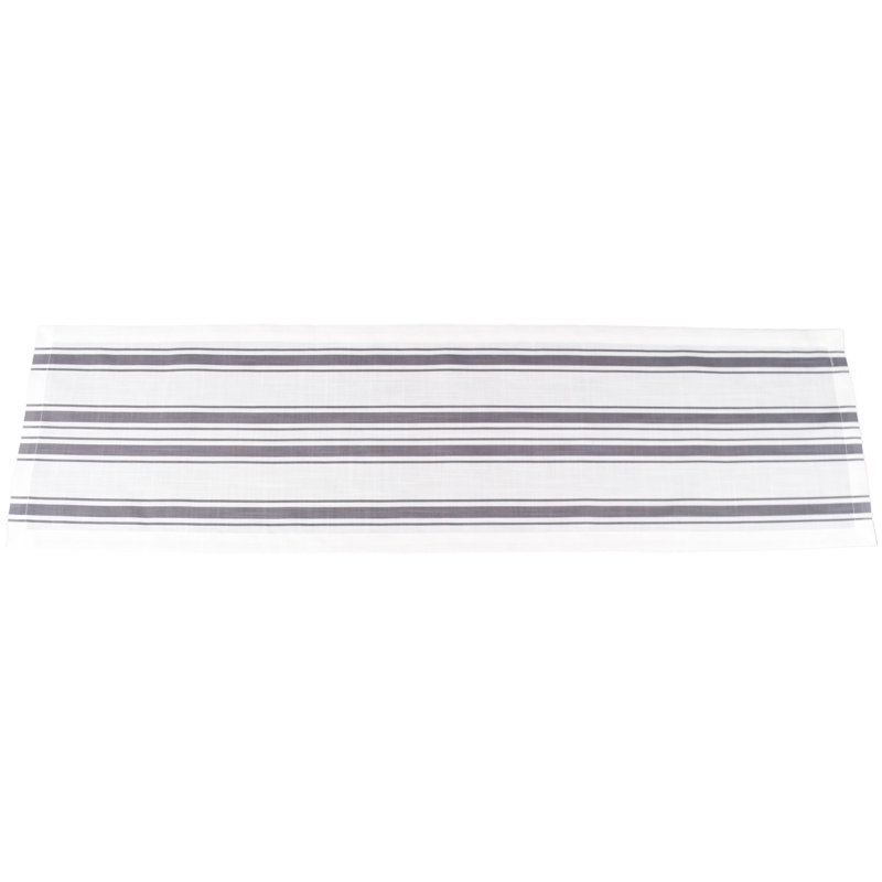 Striped Cotton Polyester Blend Table Runner (14Wx90L), Gray