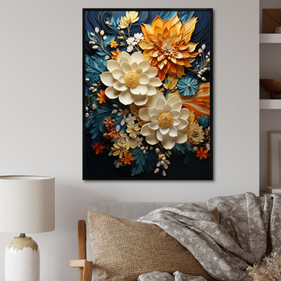 Humira Orange Teal Botanical Whirlwind II - Print
