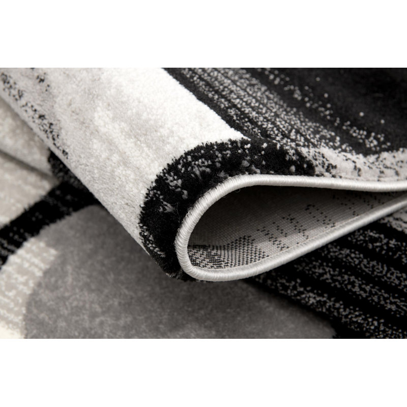 Tapis gris à motif abstrait Dillup-Jones, Tapis de couloir 3 pi x 15 pi