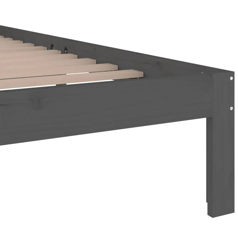 Bed Frame Solid Wood, Grey, Kingsize (5')