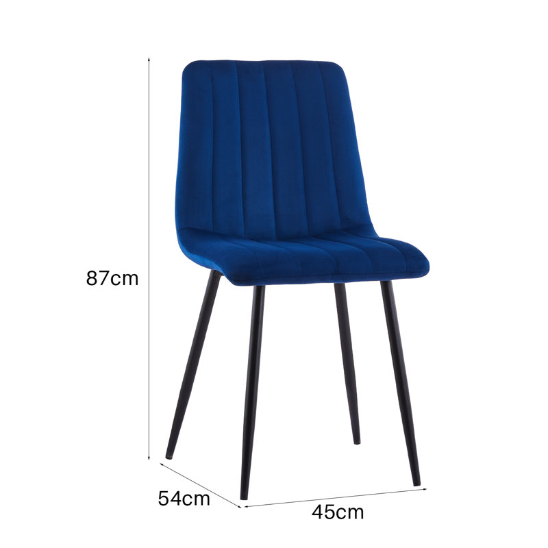 Aly 50cm H Velvet Upholstered Side Chair, Blue