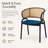 Mid-Century Modern Velvet Dining Chair with Cane Rattan Back, Luxury Boho Accent Chair with Stainless Steel Legs for Kitchen & Bistro-1404574332-1365189869