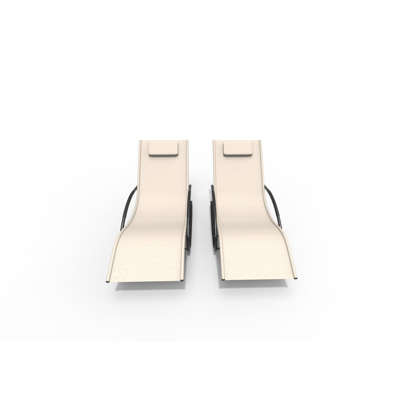 Chaise longue simple inclinable 69 po, Beige