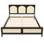 Lit plateforme en bois avec tête de lit et pied de lit en rotin Eldrin-125427573-125427574