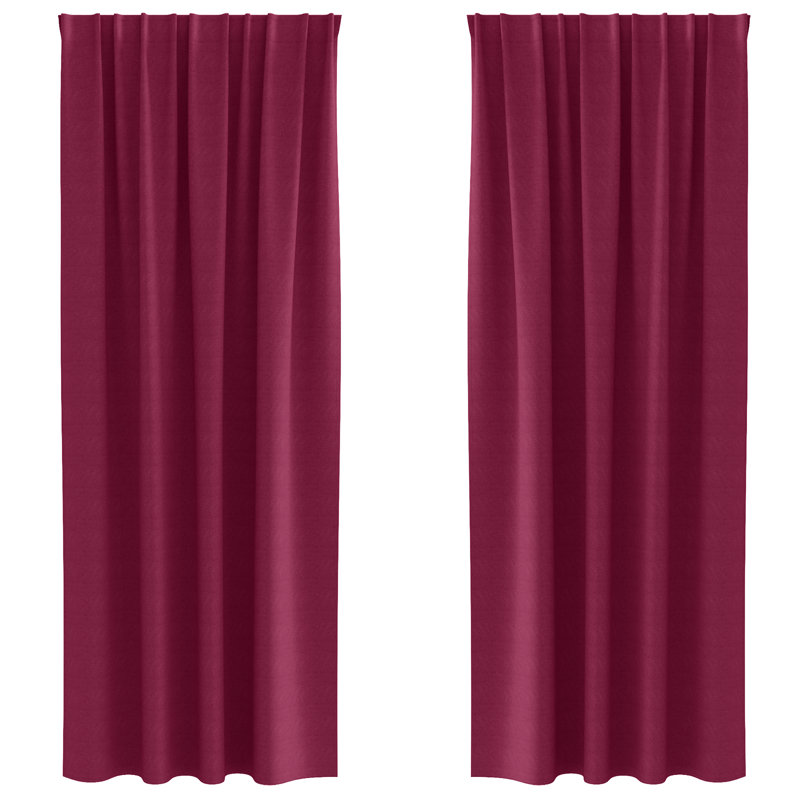 Curtains With Curtains 2 Pcs Polyester, Wine Red, 140cm Width x 245cm Drop