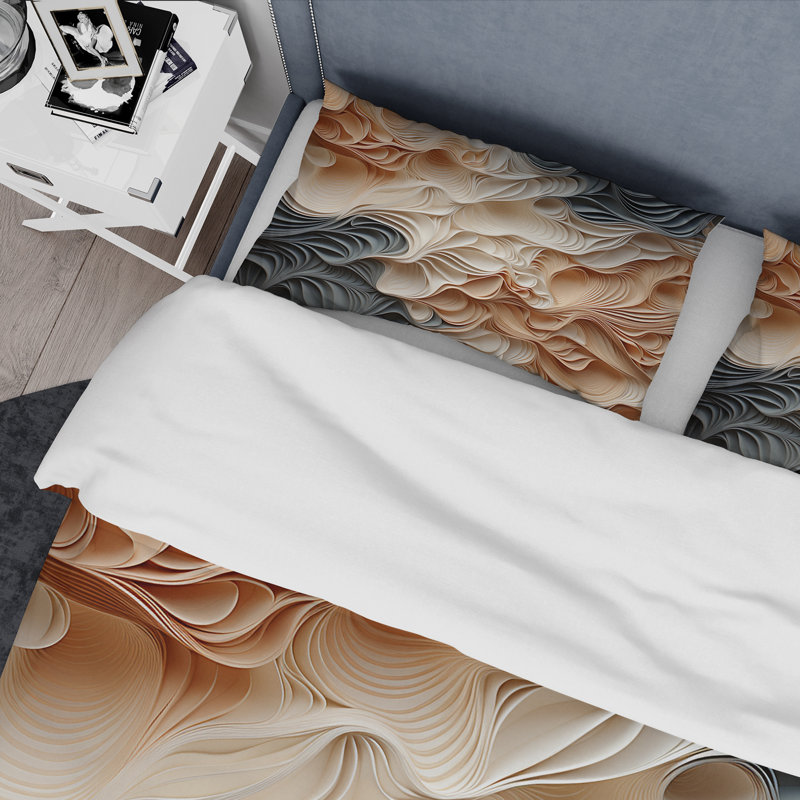 Ensemble de housse de couette abstrait beige et orange Custards Collage I, Housse de couette très grand et 2 très grandes t