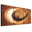 Abstract Bronze Sphere And White Crescent On Gold Background Set Of 3 Canvas Wall Art-133443698