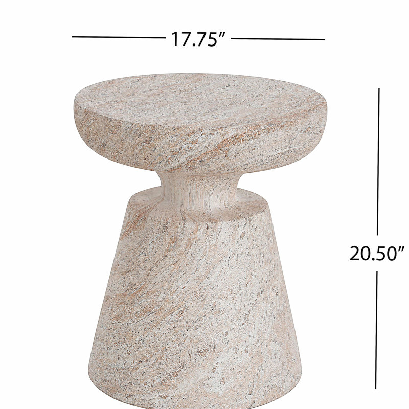 Table d'appoint d'extérieur / d'intérieur en béton léger, finition travertin