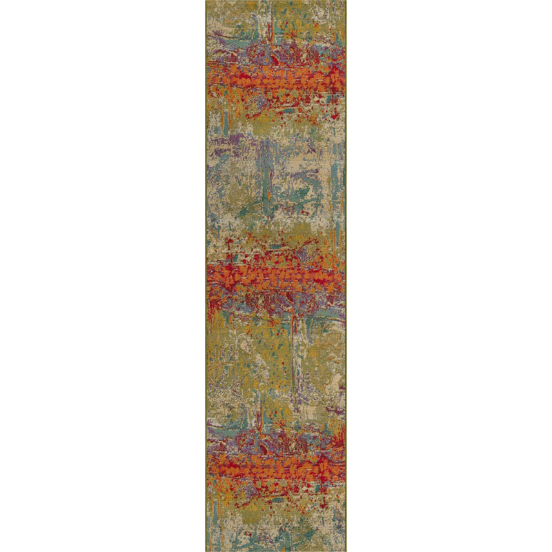 Outdoor Iris Area Rug Moss Color, Runner 2'7" x 11'