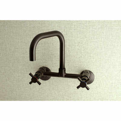 Kingston Brass Concord Double-Handle 2-Hole Wall-Mount Bridge Kitchen Faucet