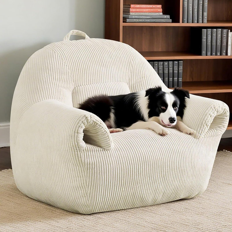 Bean Bag Chair For Adults, Beige Corduroy