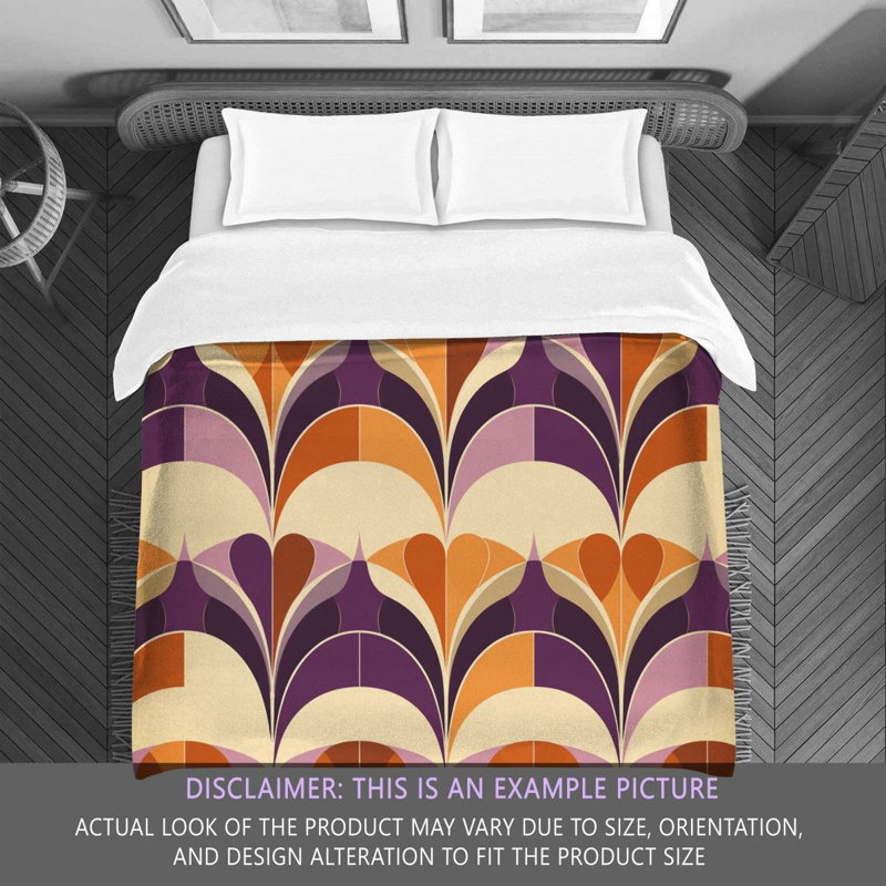 Funky Bedding, Orange/Purple Geometric, Twin Extra Long Comforter