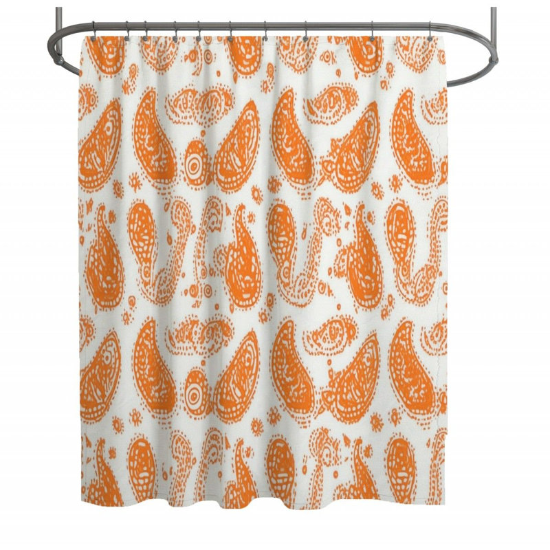 Rideau de douche à motif cachemire - Décoration de salle de bain abstraite, H 83 po x l 70 po