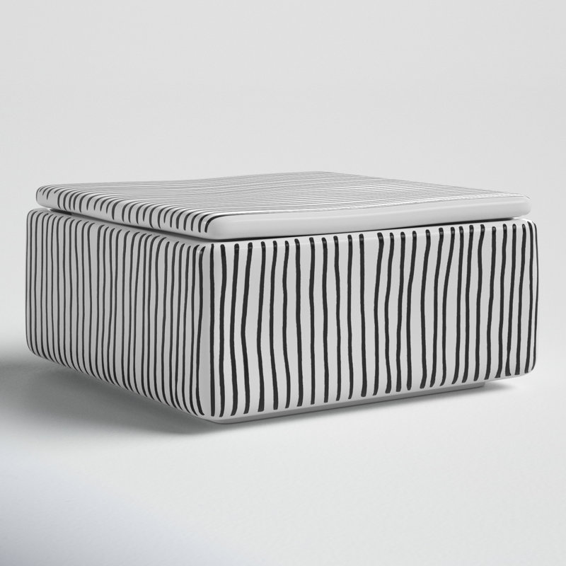 Catarina Handmade Ceramic Decorative Box, 2" H x 4" W x 4" D