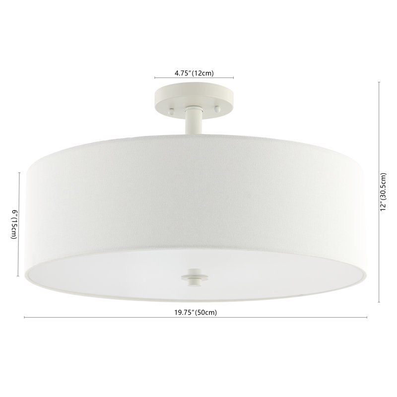 Plafonnier semi-encastré en mélange de polyester Romines, Blanc / blanc