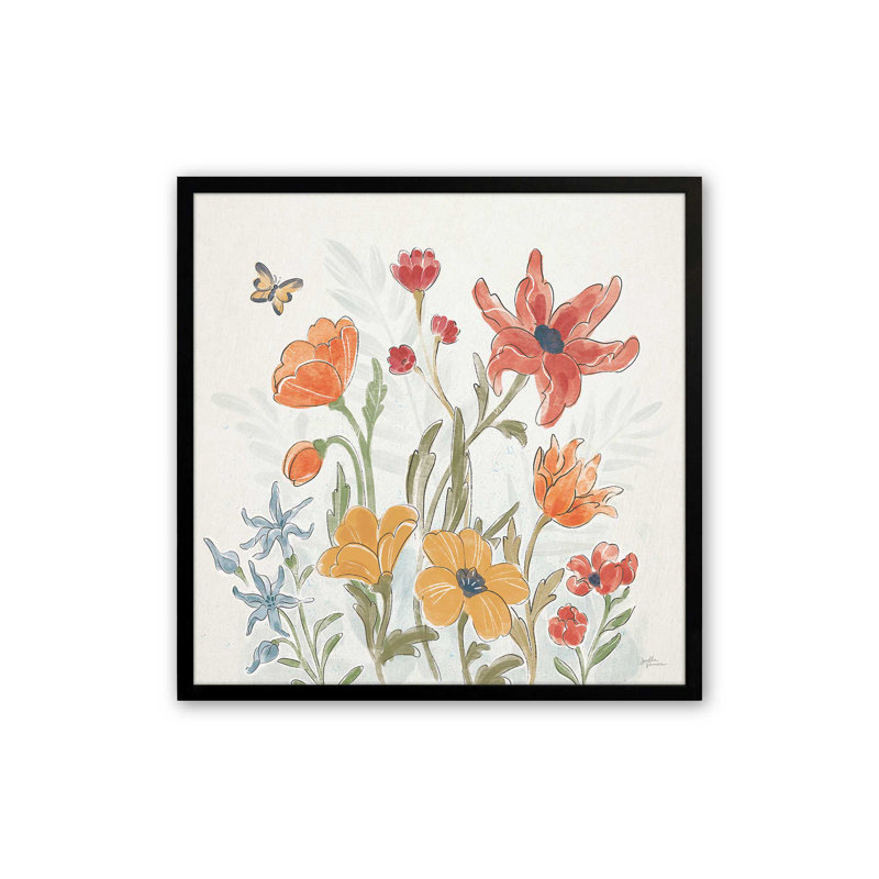«Garden Melody In Bloom IV», H 17,5 po x l 17,5 po, Noir satiné