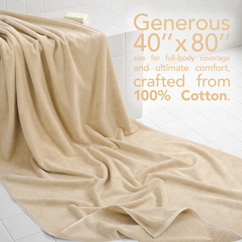 Drap de bain surdimensionné 100% coton 40 x 80 Darcelle, Taupe sable