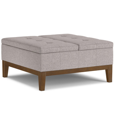 Dover 36"W Upholstered Lift-Top Storage Ottoman with Tufted Design