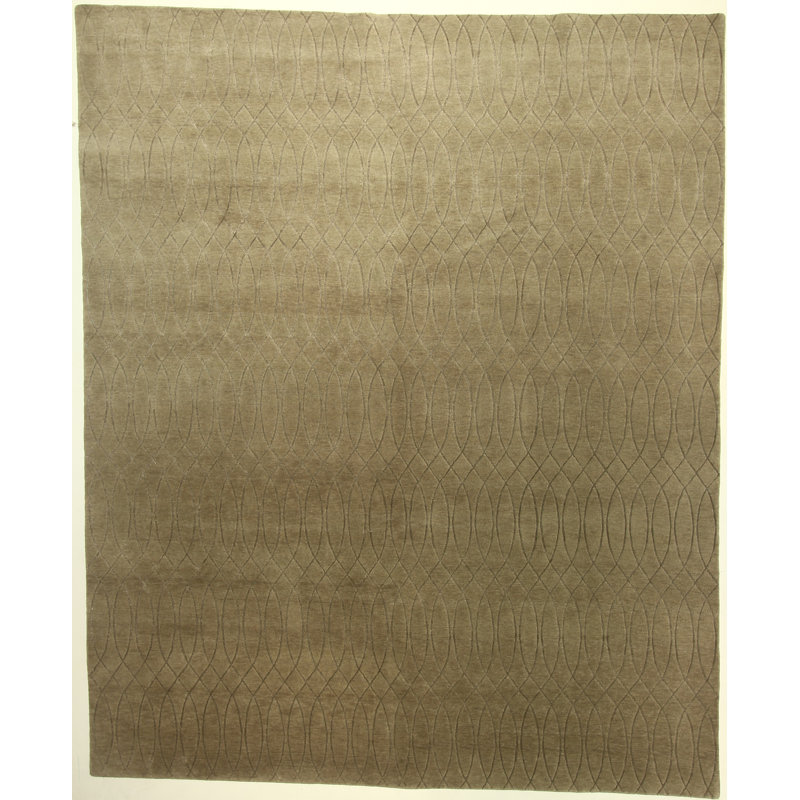 Tapis en laine gris clair 8 pi x 9 pi 9 po noué la à la main one-of-kind