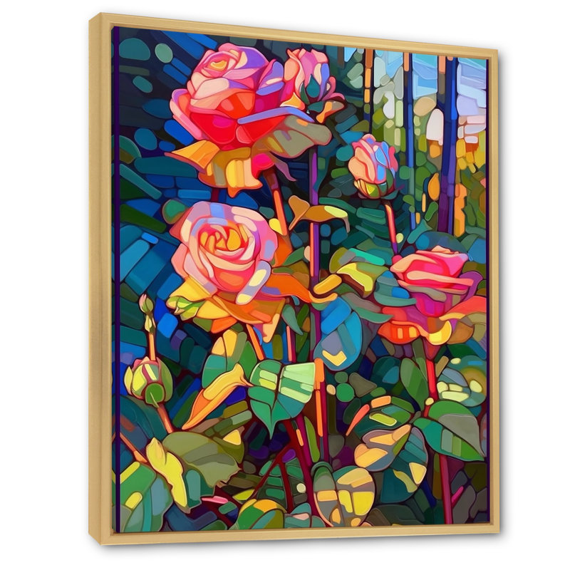 Floraison de roses roses au soleil de l'après-midi, Cadre naturel flottant, H 32 po x l 16 po x P 1 po