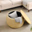 Élégant repose-pieds rond avec rangement, repose-pieds 2 en 1 avec table de bout et repose-pieds pour le salon, aucun assemblage requis, naturel-118609363
