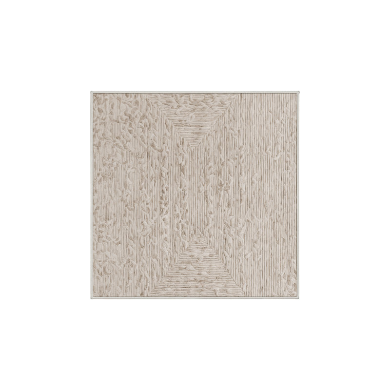 Machine Washable Beige Area Rug, Square 3'