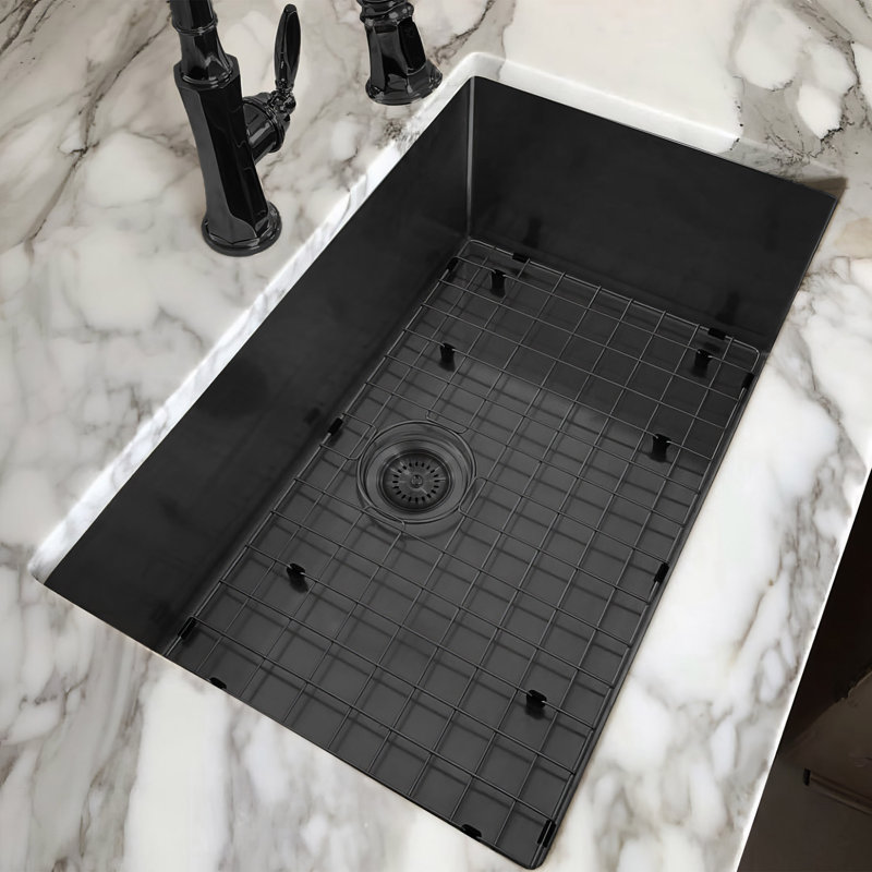 Noah Plus 29" x 18" Stainless Steel Single Bowl Dual Mount Sink Set, Matte Black