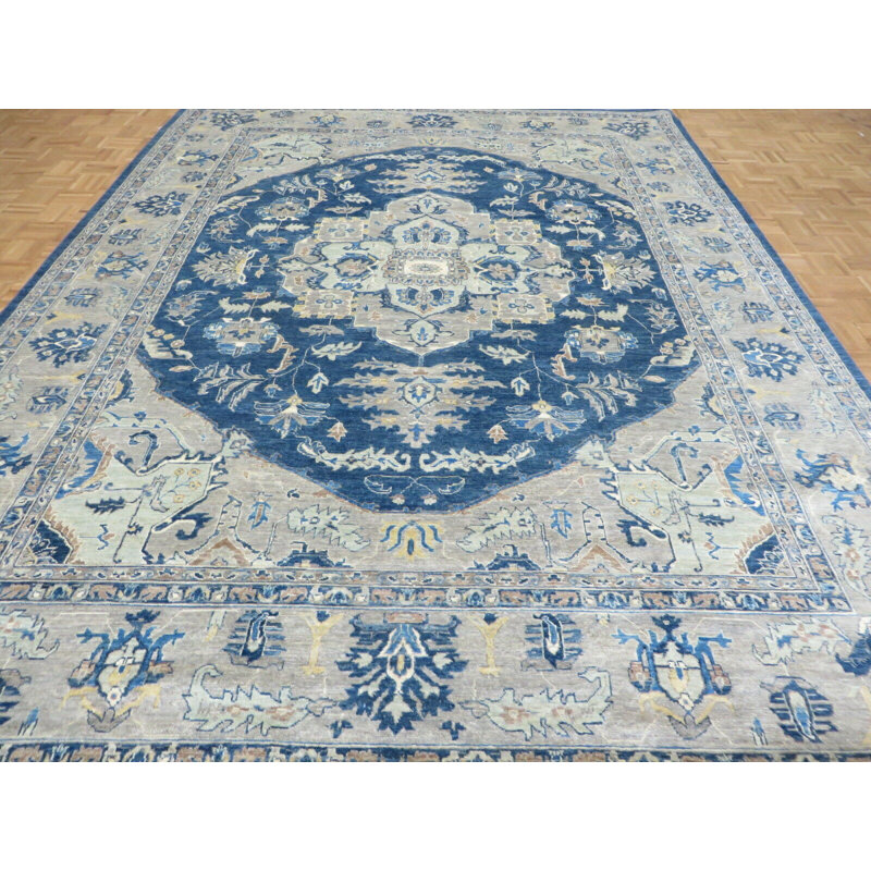 Tapis oriental noué à la main Oushak 9 x 12 peshawar bleu marine 0BDEB370DFA840E799C82FD2071E509A