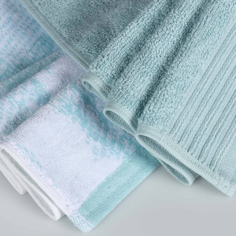 Solid & Marble Effect Towel Set Of 6, 500 GSM Cotton Face, Hand