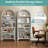 73.6" Arched Metal Storage Display Cabinet with Adjustable Shelves and Glass Doors-963874681
