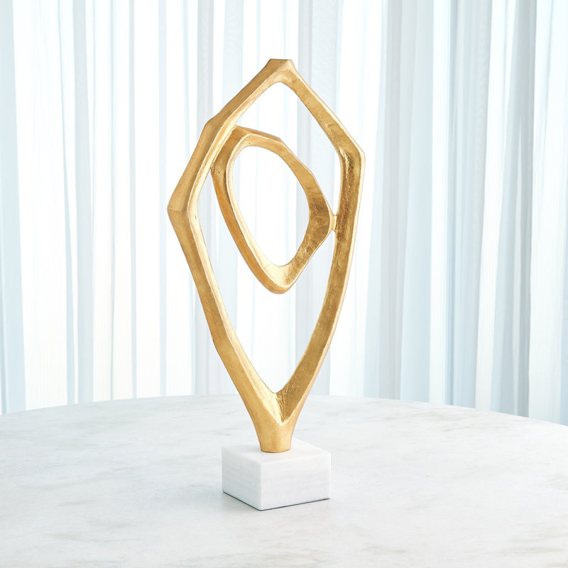 Interplay Sculpture-Bronze, White/Gold
