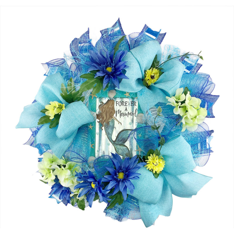 18 " Hydrangea Deco Mesh Wreath