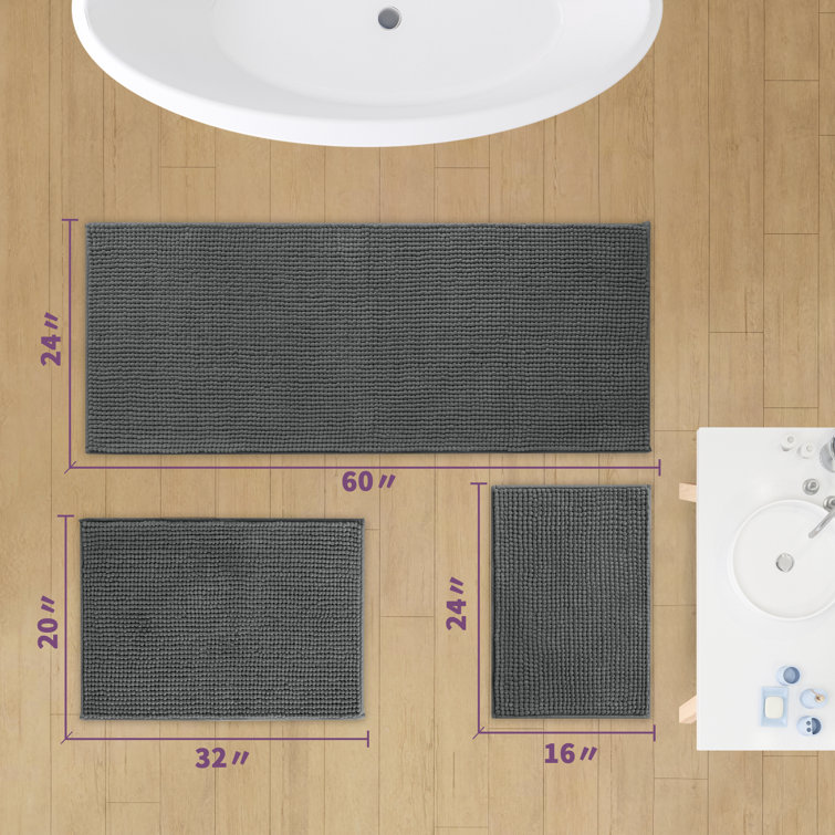 Gradient Cationic Chenille Water Absorbent Bath Rug Latitude Run Color: Gray, Size: 16 W x 24 L