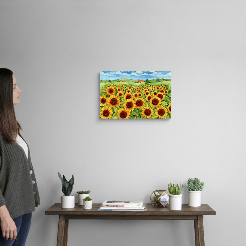 Art mural toile de tournesol, Toile tendue, H 18 po x l 12 po x P 1,25 po