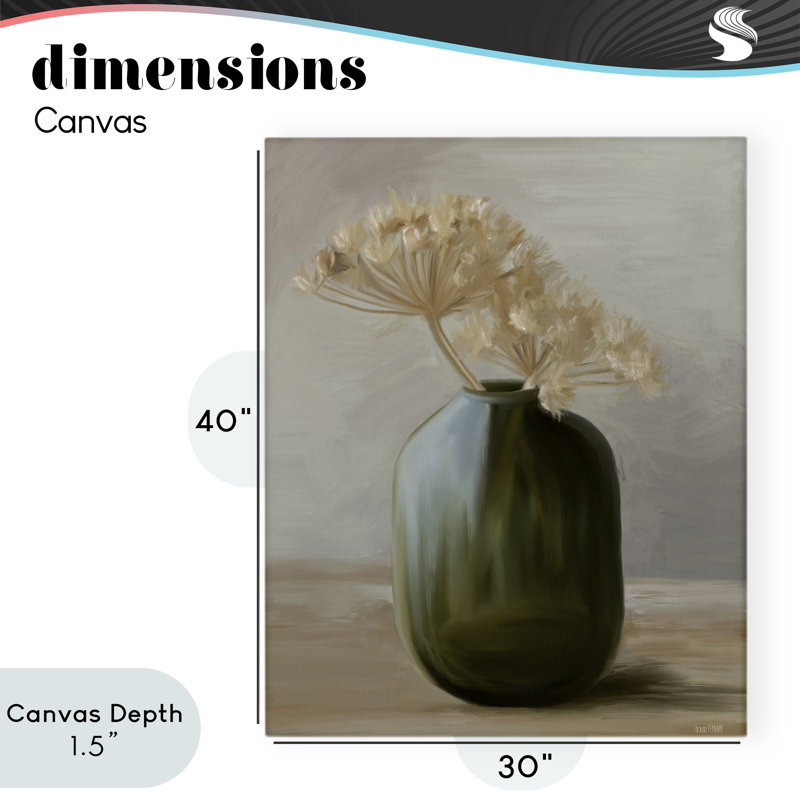 Fleurs séchées dans un vase en toile verte, design par House Fenway, H 40 po x l 30 po