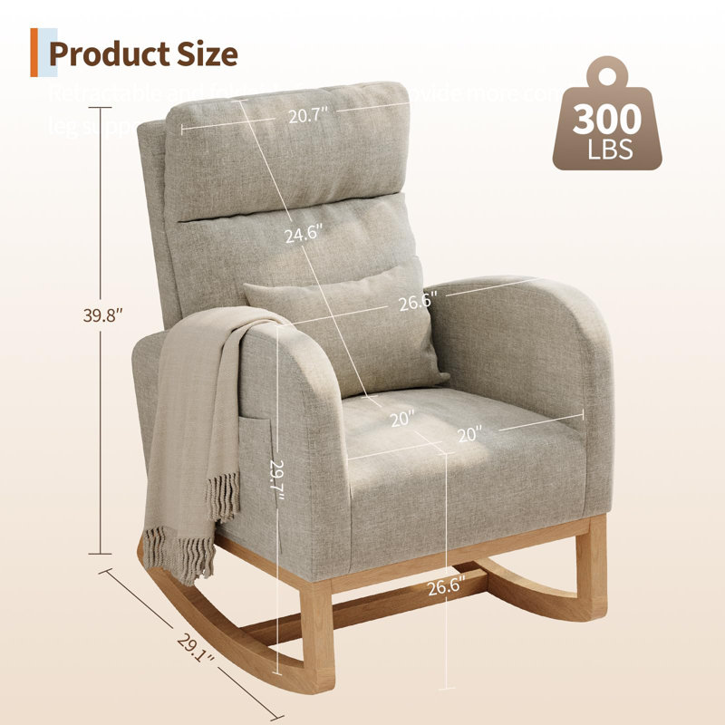 Chaise berçante Modern, Lin gris