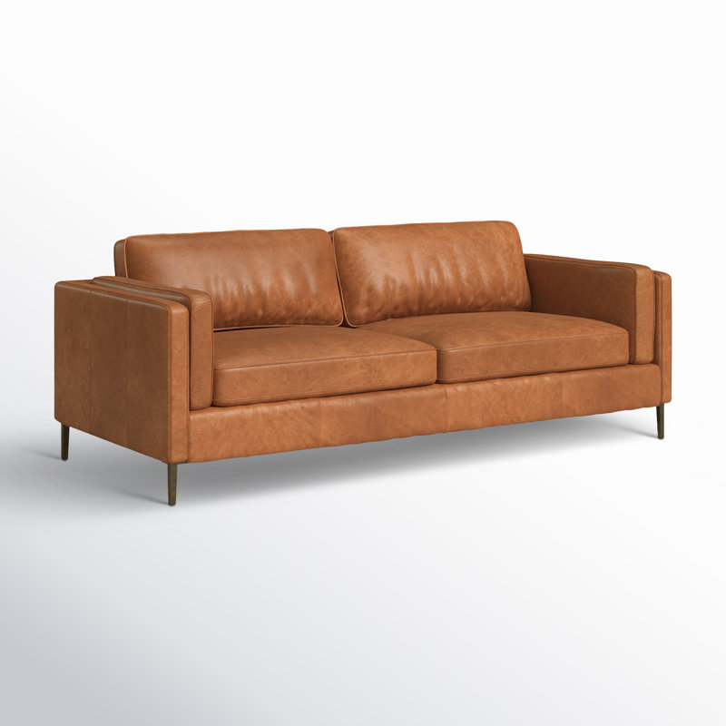 Emery Genuine Leather 84" Square Arm Sofa, Sonoma Butterscotch Top Grain Leather