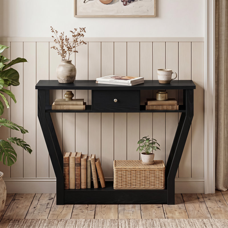 Grzedzinska 47'' Console Table With Drawer, Black